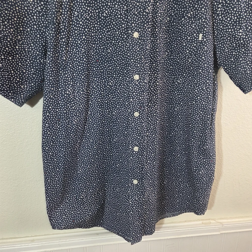 OBEY Navy Blue Polka Dot Short Sleeve Button Up Shirt Mens Large - Picture 7 of 11